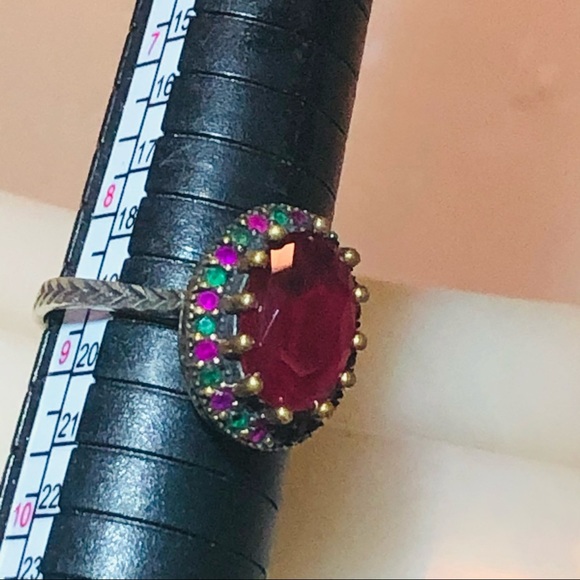 🌺MARKDOWN SALE!!! Stunning Art Deco Ruby & Emerald 925/14K Ring! - Picture 16 of 16